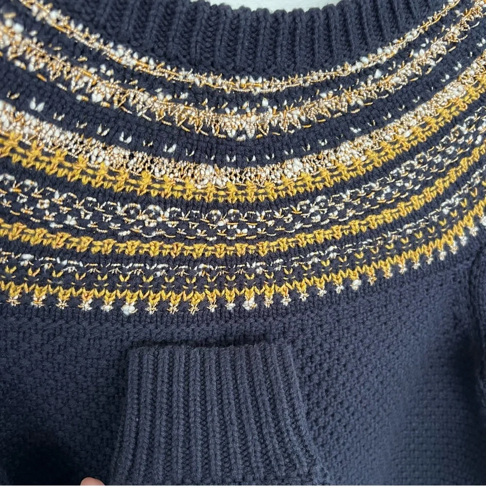 The Reeds x J. Crew Navy Cotton Blend Fair Isle Style Sweater. Size S. - Picture 4 of 6